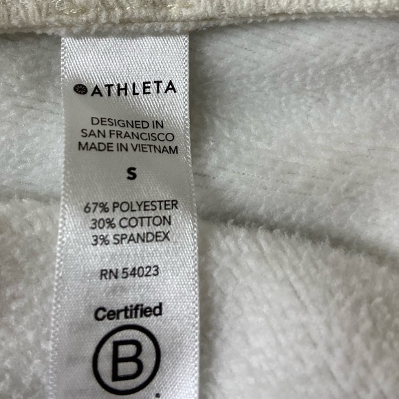 Athleta Cozy Karma Asym Pullover Fleece in Oatmeal size Small - Picture 9 of 9